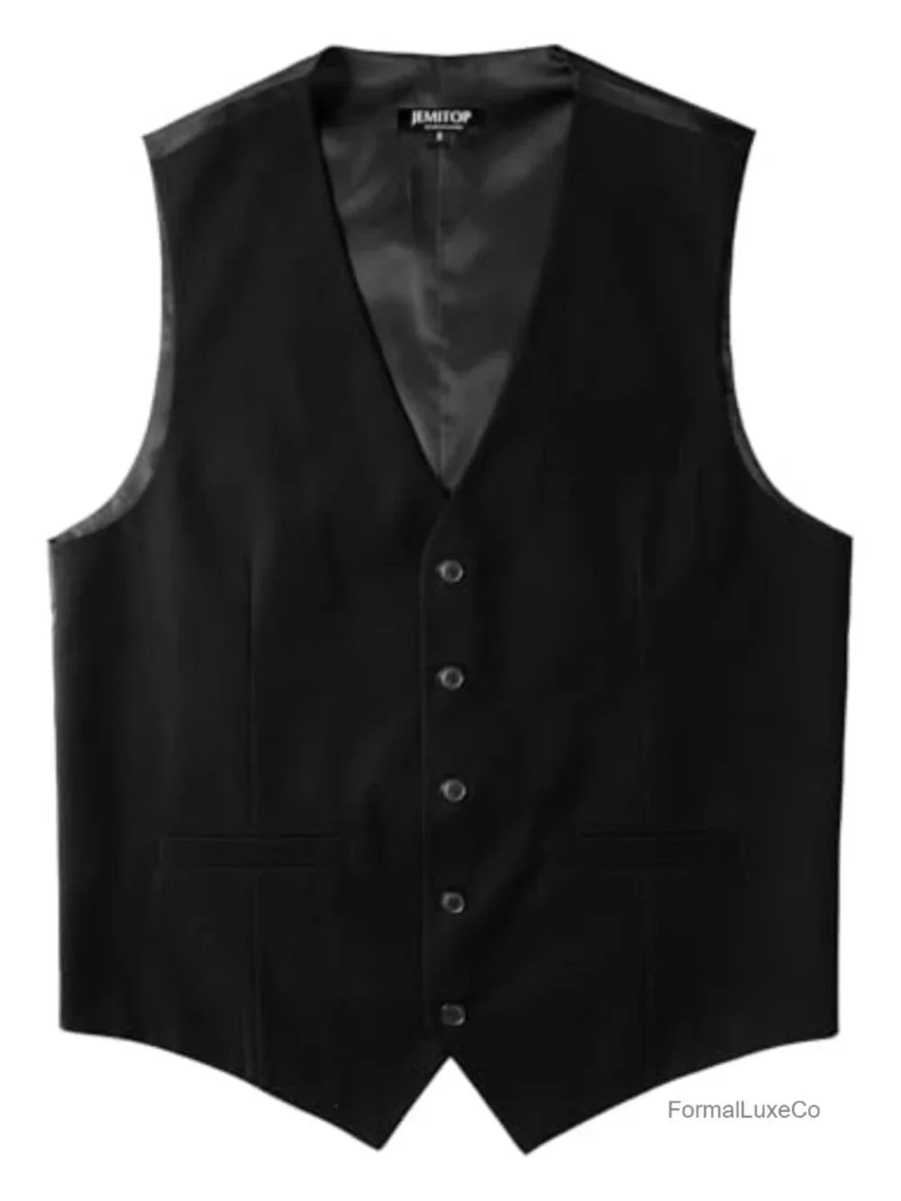 Men's Slim Fit Formal Vest, 80% Polyester 20% Viscose, Sleeveless, Pockets,
